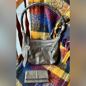 SALE!!! Brighton Barbados Pewter Leather Hobo Shoulder Bag & Wallet Set